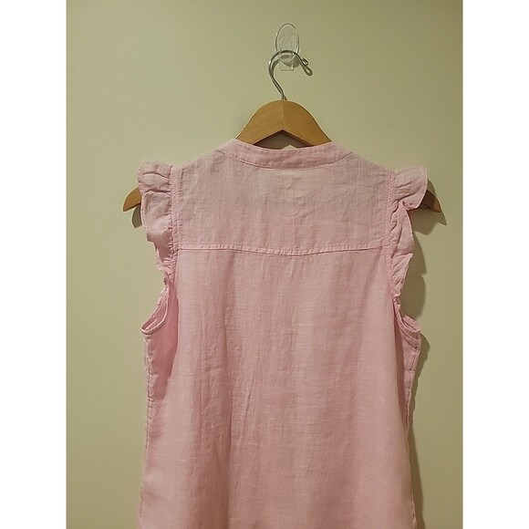 Lilly Pulitzer Briette Button Down Sleeveless Linen Top Urchin Pink Size Medium - Picture 6 of 8